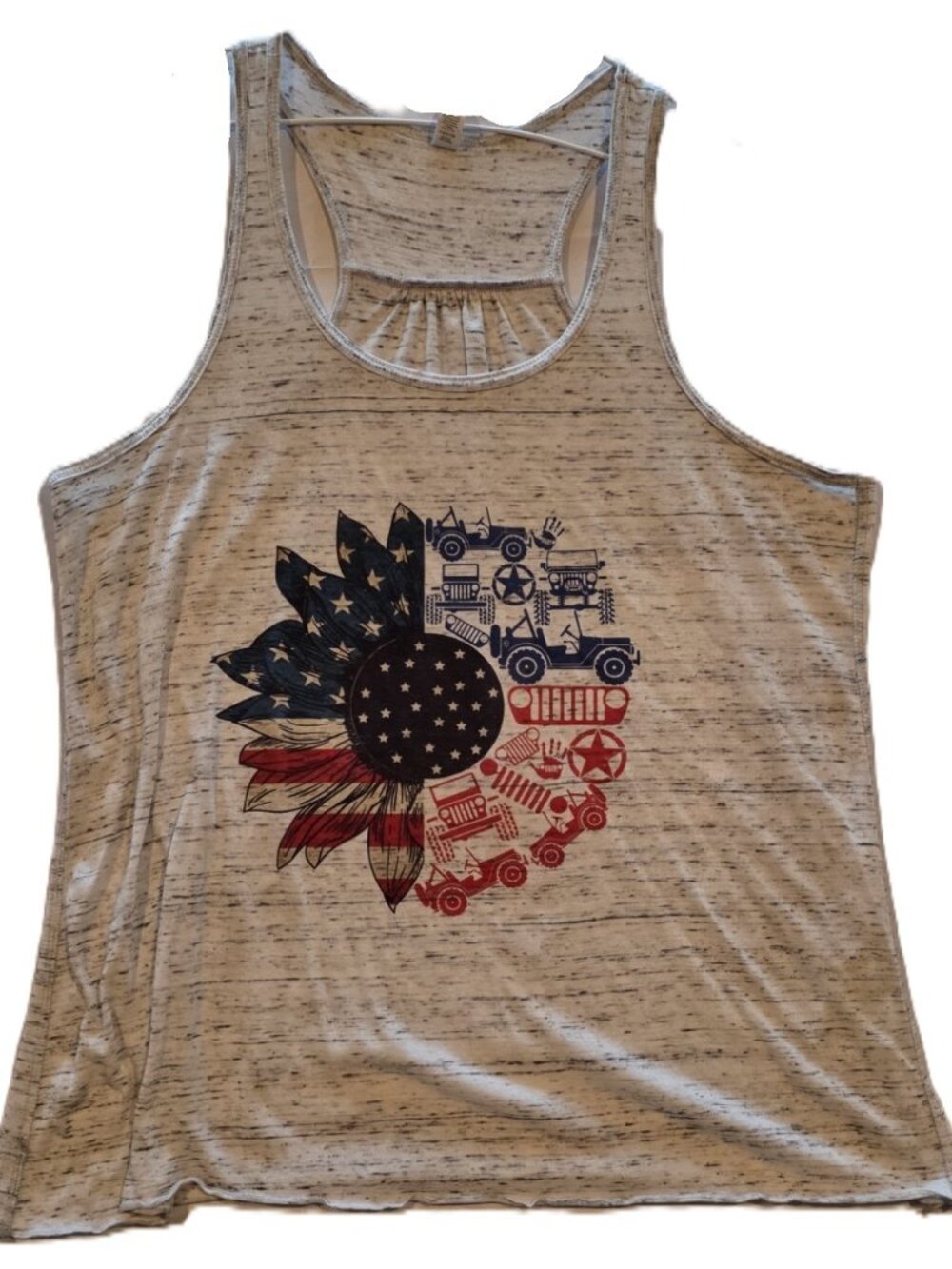 *Bella + Canvas Women's Patriotic Jeep Sunflower Racerback Tank*